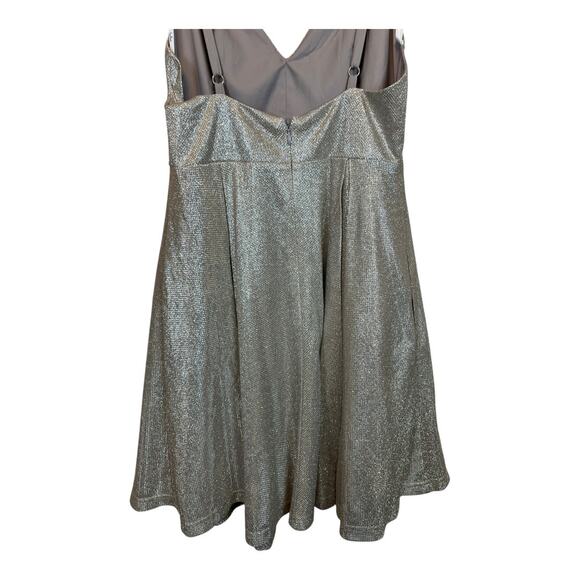 NWT Lulus Lookout Weekend Sparkly Silver Skater Dress S Metallic Fit & Flare - Picture 8 of 10